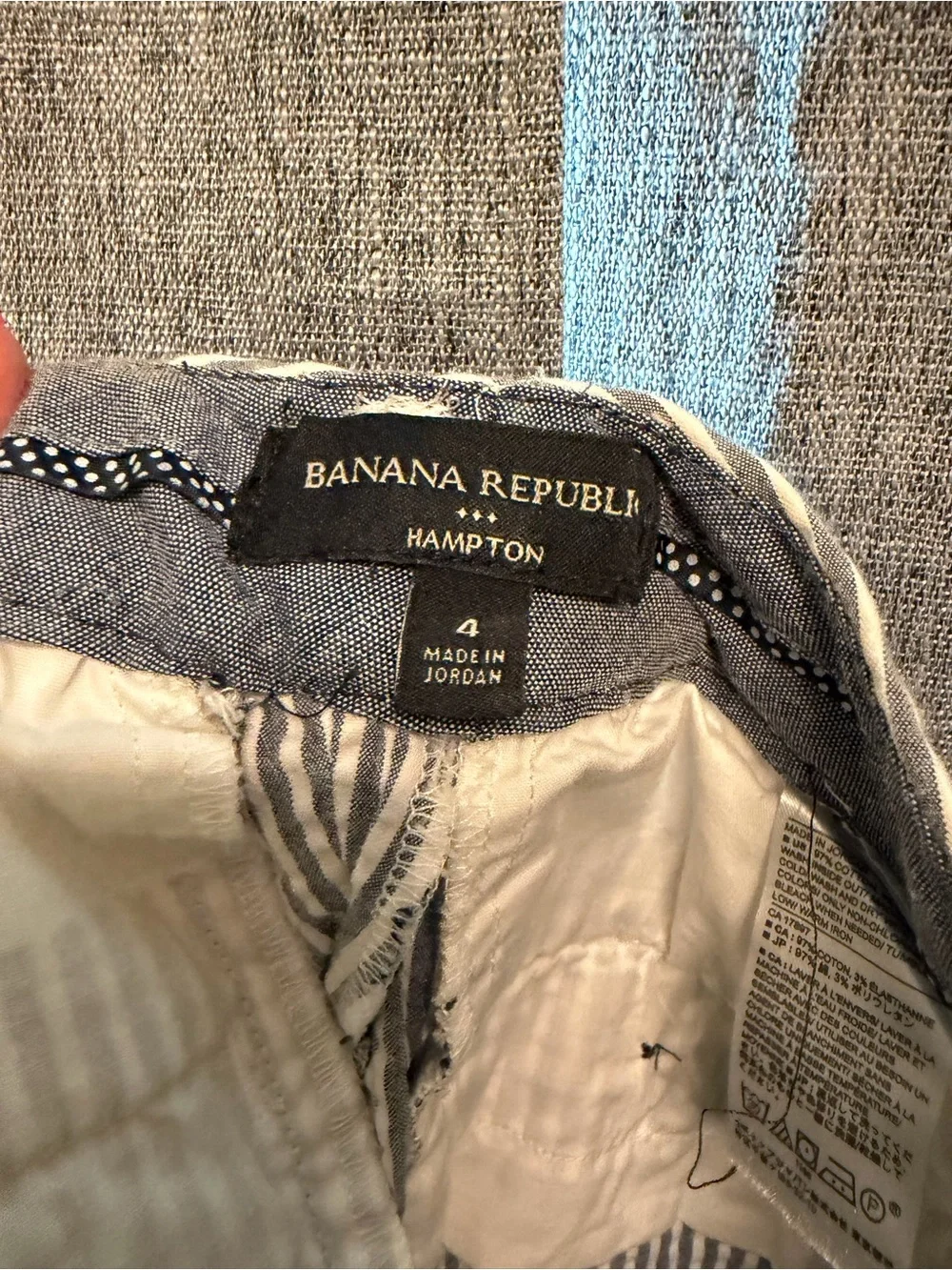 Banana Republic Navy and White Striped Chinos